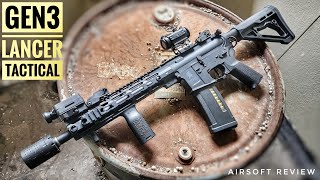 AIRSOFT REVIEW  Lancer Tactical Gen3 10quot Mlok M4 AEG [upl. by Aerbua374]