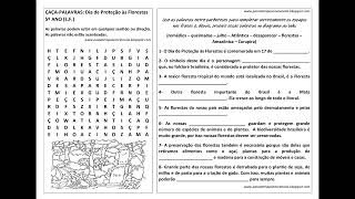 CAÇAPALAVRAS Dia de Proteção às Florestas 5º ano EF [upl. by Leunamnauj]