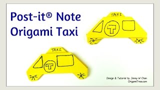 Postit® Note Crafts  Origami Car  Origami Taxi  Paper Crafts Tutorial [upl. by Astera]