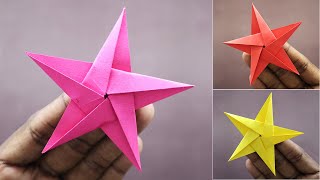 Paper Star Folding  Easy Origami Star for Beginners  Christmas Star [upl. by Eillo]