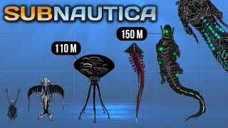 ALL Subnautica LEVIATHANS  Size Comparison [upl. by Ahaelam]