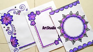 Purple Border Designs💜Project Work DesignsA4 SheetAssignment Front Page Design for School Project [upl. by Grory]