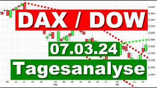 DAX DOW Charttechnik ✯ Tagesausblick ✯ Chartanalyse für den 07032024 Aktien Wertpapiere traden [upl. by Alithia975]