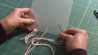 How to tie Larks Head Knot Plastic Canvas [upl. by Donnenfeld464]