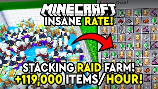 Minecraft Stacking Raid Farm Bedrock Tutorial  119000HR  MCPEXboxPSSwitchPC [upl. by Nerin687]