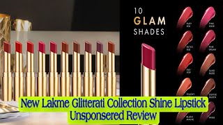 New Lakme Glitterati Collection Shine Lipstick Review amp Swatcheslakme newlaunch lipstickreview [upl. by Magan]