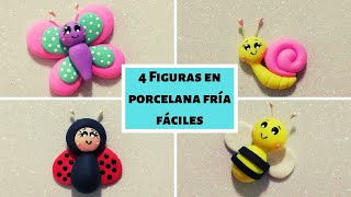 4 FIGURAS EN PORCELANA FRÍA FÁCILES  MARIPOSA  ABEJA  CARACOL  MARIQUITA Ó CATARINA [upl. by Jacky156]