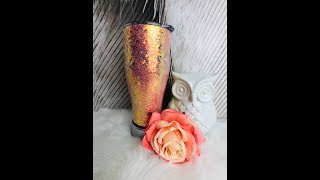 How to Epoxy a Chunky Glitter Tumbler Hang Method [upl. by Eanej]