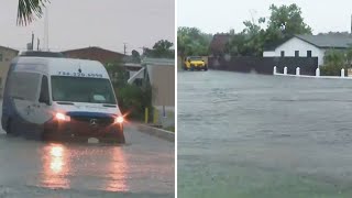 Fuertes lluvias dejan calles inundadas en Hialeah y Miami [upl. by Emsmus]