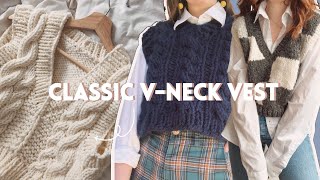 Knit a Classic VNeck Vest  StepbyStep DIY Knitting Pattern [upl. by Bennion]