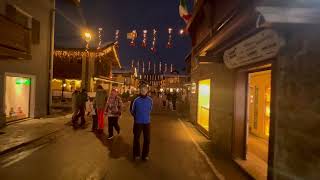 Livigno  Italy Clty Center Street Walking Tour 4K  Christmas lights all around  January 2024 [upl. by Nylhtac738]