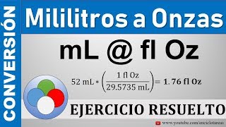 Conversión de Mililitros mL a Onzas fl Oz  mL a fl Oz [upl. by Ariaic]