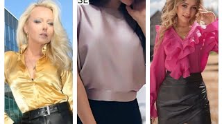 Satin blouse ideas for ladies fashion beautiful stylish blouse for k24 [upl. by Lraep722]