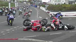 Davey Todd amp Adam McClean Crash on 1st Lap of NW200 Supersport Race  9th May 2024 [upl. by Idoux]