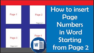 How to insert Page Numbers in Word Starting from Page 2 [upl. by Alaaj]