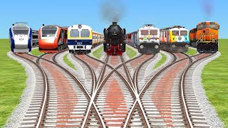 SEVEN RAILGADI CROSSING AT CURVED🚭 BRANCHED RISKY RAILROAD TRICKS NTGtrain world4 [upl. by Sihon]