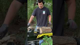 Splitting Ash rounds on the Champion 27 ton log splitter woodsplitting logsplitter [upl. by Aver]