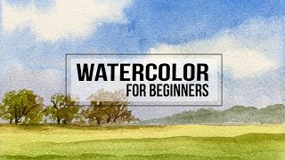 Try Painting your FIRST WATERCOLOR landscape and sky [upl. by Abrams]