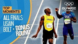 Usain Bolt  ALL Olympic finals  Bonus round  Top Moments [upl. by Aikas381]