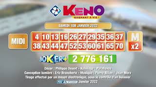 Tirage du midi Keno gagnant à vie® du 01 janvier 2022  Résultat officiel  FDJ [upl. by Ghassan439]