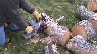 Oregon CS1500 Self Sharpening Electric Chainsaw First Use [upl. by Gilbertine248]