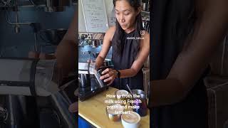 How to froth a milk using French press frenchpress latteart barisarduc [upl. by Enelec270]