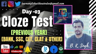 Cloze Test  SSC  Previous Year  Set  03  Competitive English  B K Singh [upl. by Aisayt]