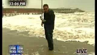 Geraldo Rivera Falls From Hurricane IKE [upl. by Llegna277]