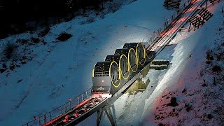 The worlds steepest funicular railway opens in Switzerland [upl. by Solakcin343]