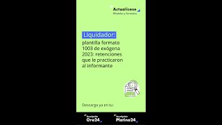 👉 Liquidador plantilla formato 1003 de exógena 2023 retenciones que le practicaron al informante [upl. by Nelyk189]