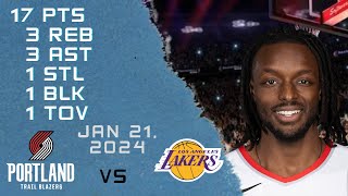 Jerami Grant player Full Highlights vs LAKERS NBA Regular season game 21012024 [upl. by Zeena]