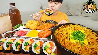 ASMR MUKBANG 직접 만든 치즈 불닭볶음면 김밥 치킨먹방 RAMYEON amp KIMBAP MUKBANG EATING SOUND [upl. by Yee211]