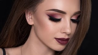 Burgundy Smokey Eyes amp Bold Lips Makeup Tutorial  FALL MAKEUP [upl. by Ancelin]