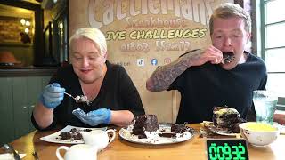 THE VIRAL CHOCLATE CAKE CHALLENGE UNEDITED FOOTAGE CattlemansSteakhousePGN [upl. by Simsar]