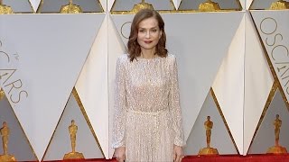 Isabelle Huppert 2017 Oscars Red Carpet [upl. by Heringer350]