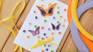 How to Make  Easy Greeting Card Quilling Butterfly  Step by Step  Kartka Motyl [upl. by Johansen4]