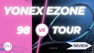 REVIEW Yonex Ezone 98 vs Tour  Heavy Racket Test  A Coaches Journey [upl. by Ilyak]