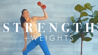 Knee Friendly Standing Strength Workout for Beginners amp Seniors  30 minute w dumbbells [upl. by Nekal]