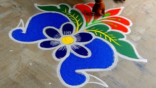 2024 New year rangoli designs🌹Peacock rangoli designs🌹margazhi color kolam easy🌹Super colour rangoli [upl. by Butcher]