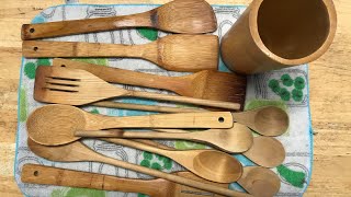 Caring for your wooden kitchen wear  Oiling Wooden Spoons [upl. by Nageem]