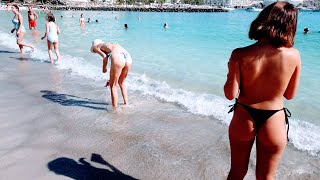 ☀️ 🍑Enchanting beach walk at🏖️Anfi del Mar Gran Canaria 🌊🌴 👙 Discover paradise under the sun 🌊🌞4K 🎥 [upl. by Derby]