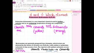 Potassium Dichromate  d and f block  Chemistry class 12  CBSE 2023 [upl. by Darsey]