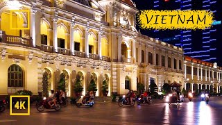 Saigon city center at night Late November 2021 Ho Chi Minh City walk Binaural 4K walking tour [upl. by Lamraj502]