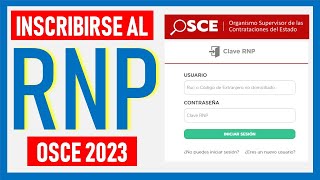 ¿Cómo inscribirse en el Registro Nacional de Proveedores del Estado RNP  OSCE 2023 Paso a Paso [upl. by Ramor]