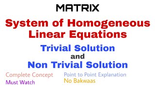 System of Linear Equation AX0  Nontrivial Solution of Homogeneous System of Linear Equations [upl. by Etam]