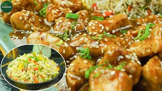 Authentic Chinese Chicken with Egg Fried Rice Recipe by Sooperchef [upl. by Ellirehs]