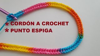 CORDÓN a Crochet  tejido paso a paso  punto espiga a crochet  todo en crochet [upl. by Bridges370]