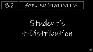 Statistics  82 Students tDistribution [upl. by Gerik244]