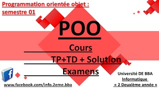 Informatique « 2 Deuxième année » Programmation orientée objet POO [upl. by Ellehciram595]