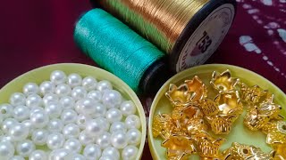 350 saree kuchu design with bell🔔 bead and pearl 🦪 very easy method bridalsareekuchudesign [upl. by Ruhtua]